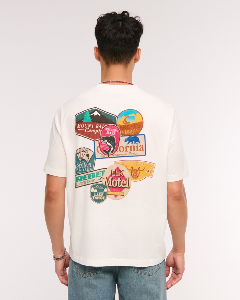 Patches Vintage-Inspired Graphic Tee(cream,XS)