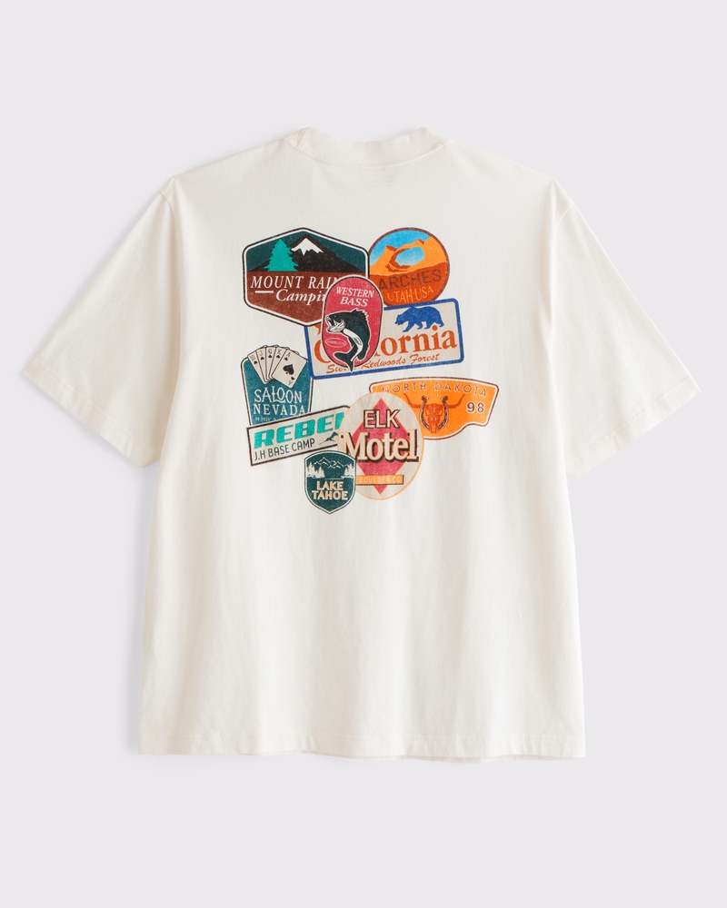 Patches Vintage-Inspired Graphic Tee(cream,XS)
