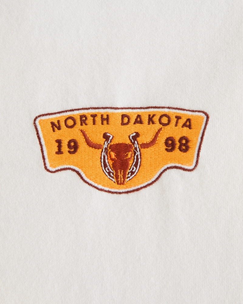 Patches Vintage-Inspired Graphic Tee(cream,XS)