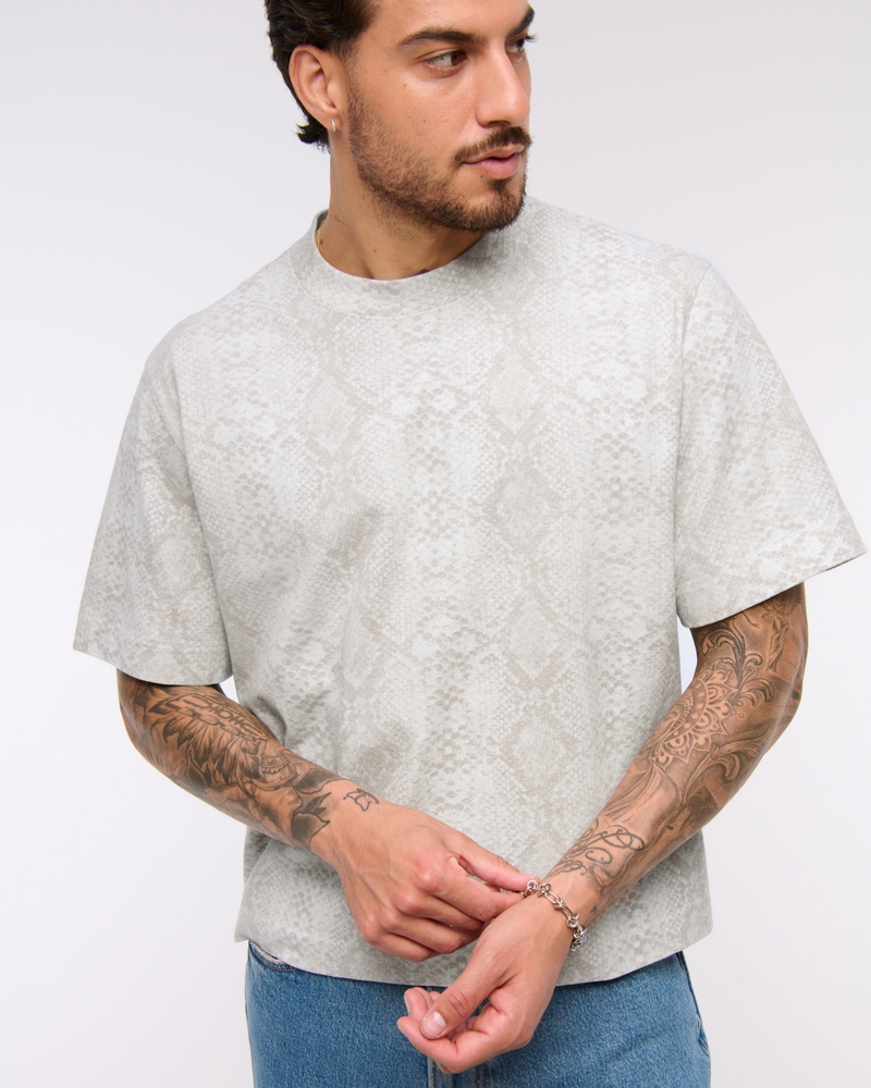 Premium Heavyweight Cropped Tee(light gray pattern,XS)
