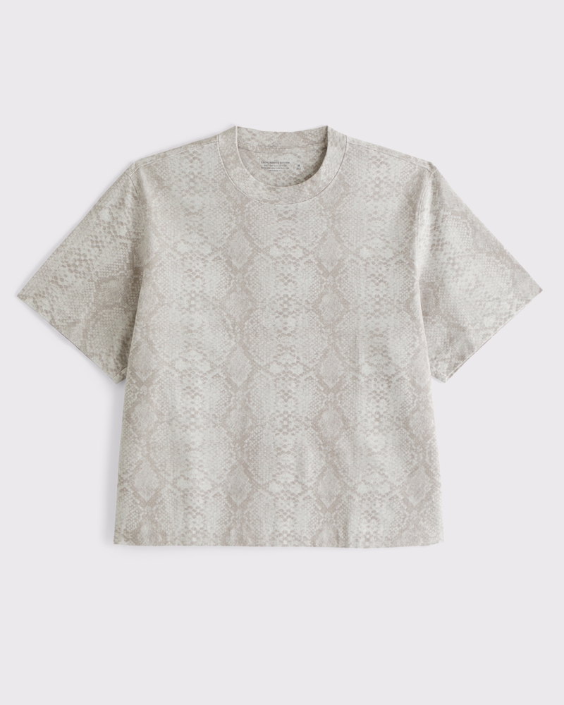Premium Heavyweight Cropped Tee(light gray pattern,XS)
