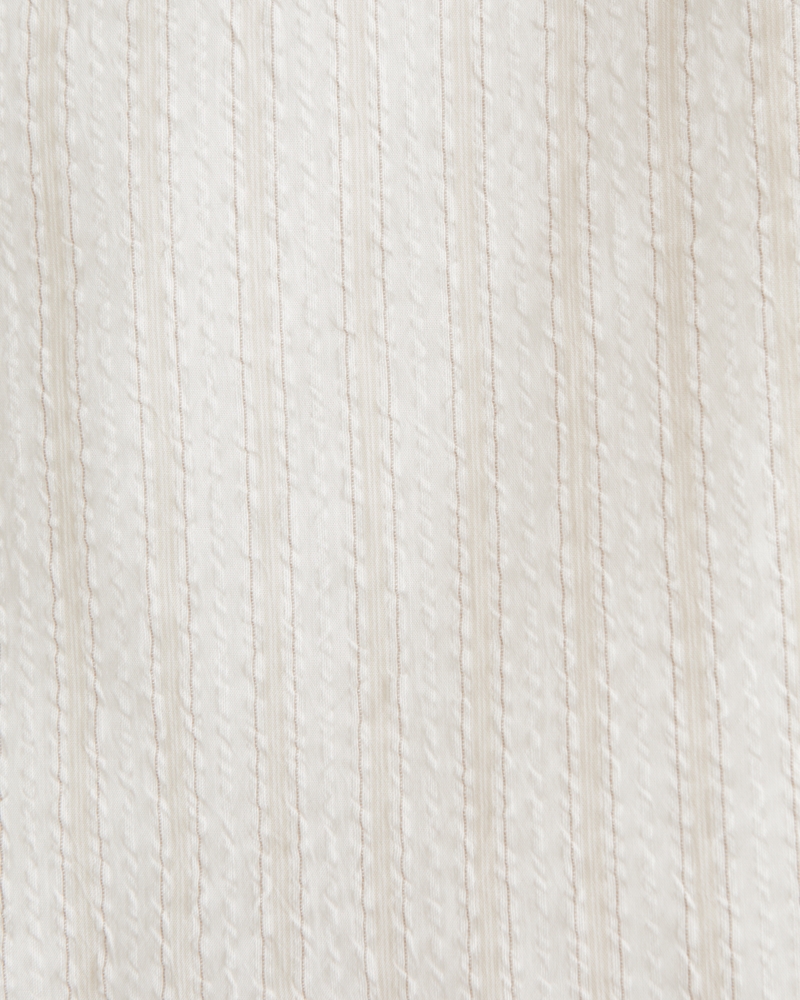 Camp Collar Cropped Seersucker Shirt(cream stripe,XS)