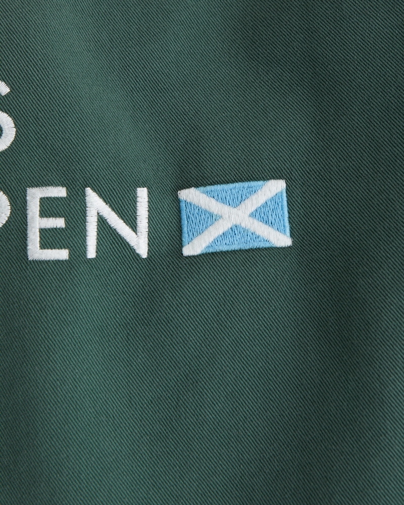 Short Sleeve Cropped PGA Scottish Open Button-Up Shirt(forest teal,XS)