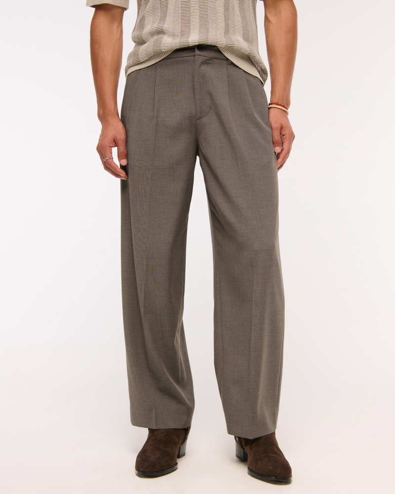 Pleated Baggy Trouser(olive brown,28)