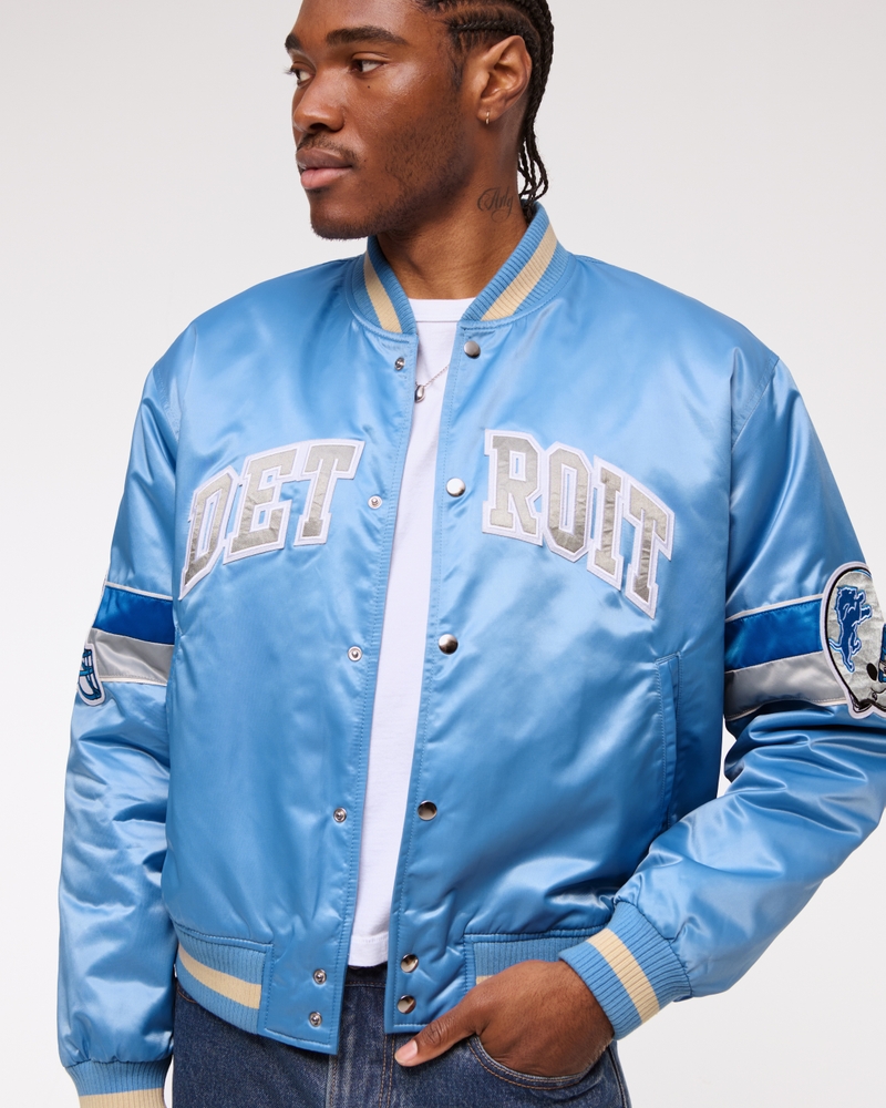 Detroit Lions Varsity Bomber Jacket(light blue - lions,XS)