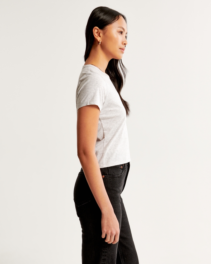 Essential Polished Body-Skimming Tee(light grey,XXS)