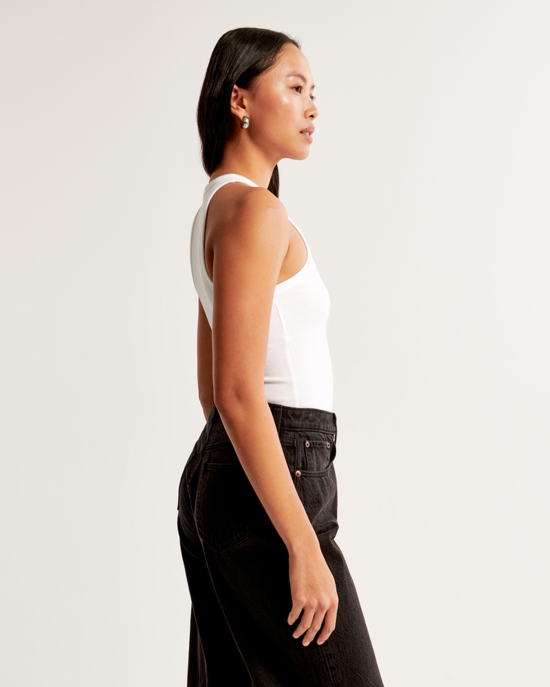 Essential Tuckable High-Neck Rib Tank(white,XXS)