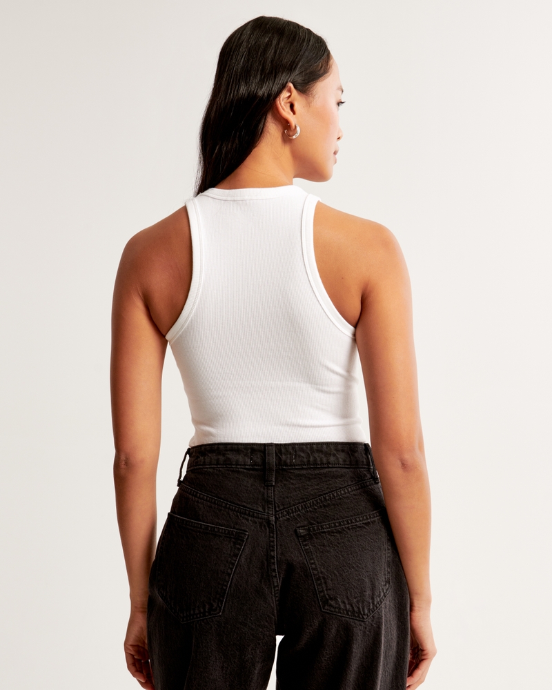 Essential Tuckable High-Neck Rib Tank(white,XXS)