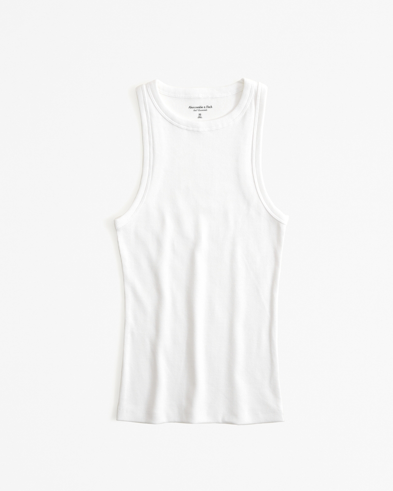 Essential Tuckable High-Neck Rib Tank(white,XXS)