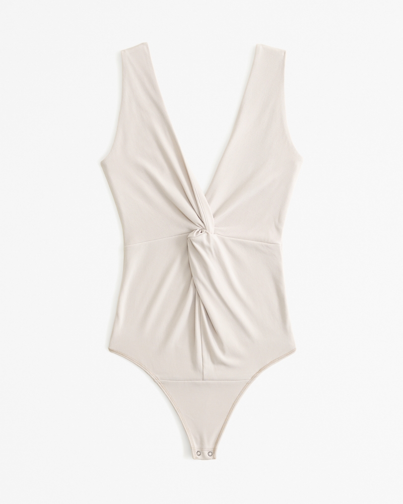 Glossy Rib Plunge Twist Bodysuit