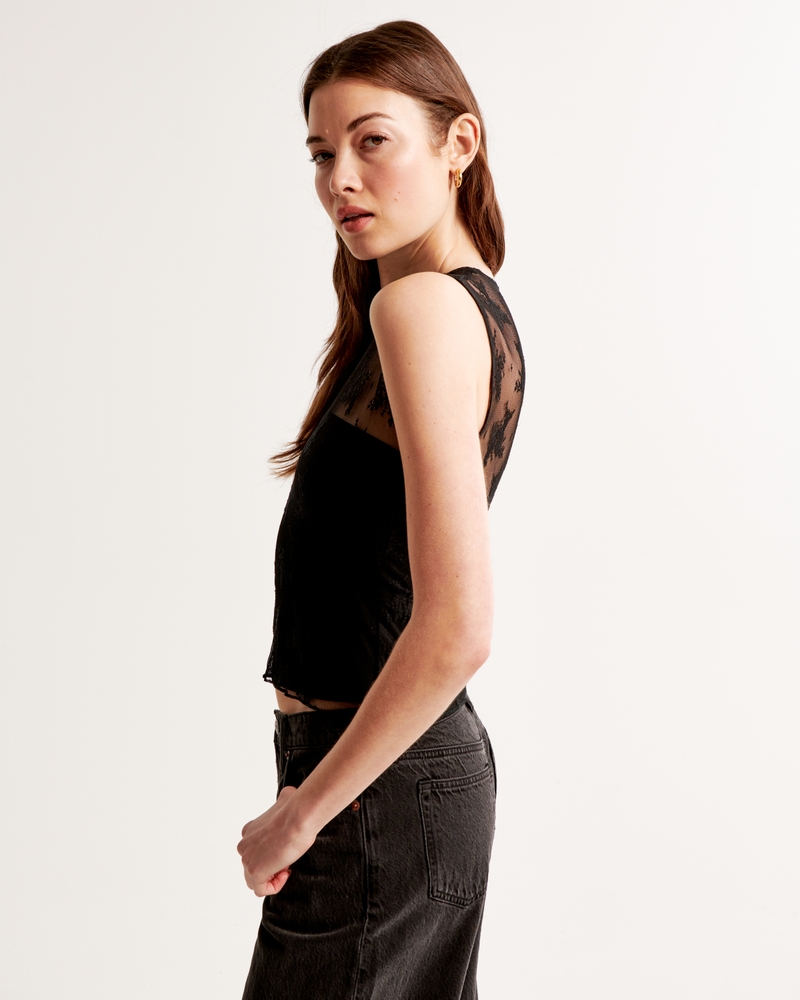 Lace Shell Top(black,XXS)