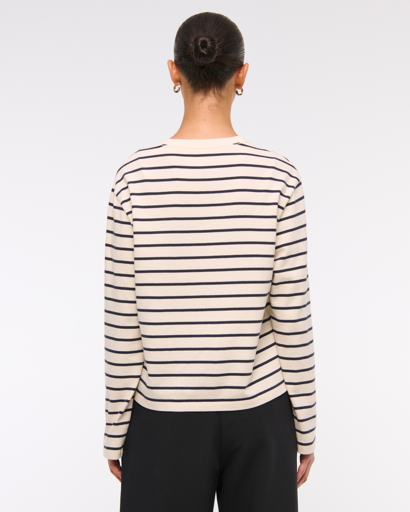 Long-Sleeve Jersey Easy Tee(cream stripe,XXS)