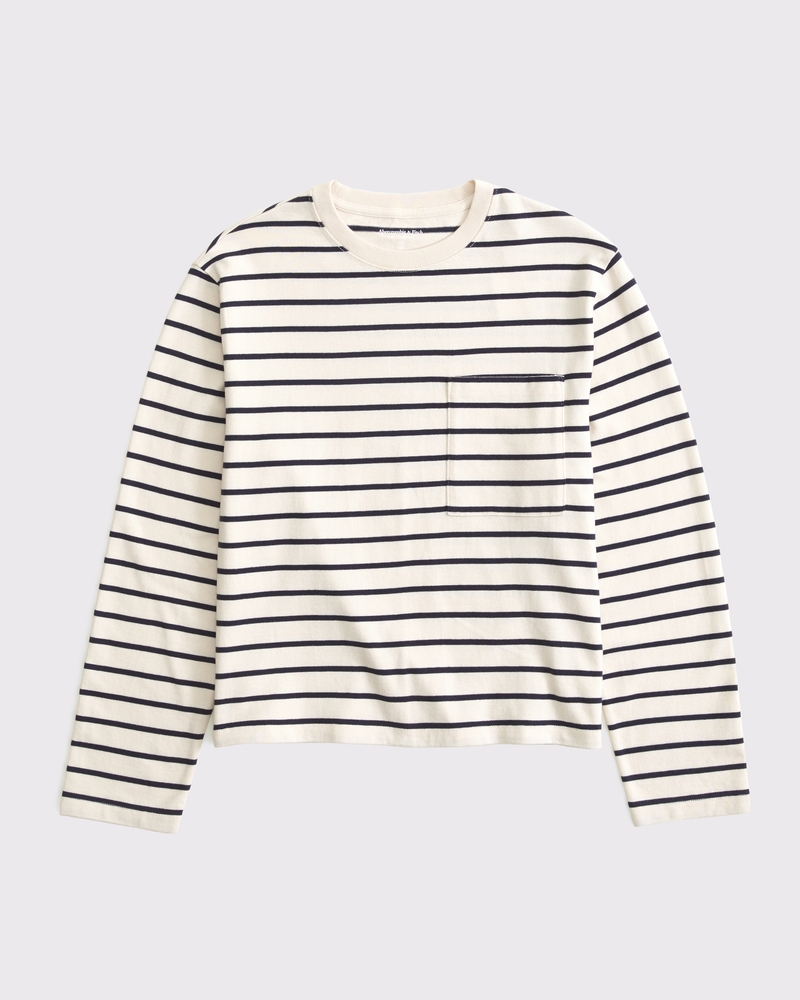 Long-Sleeve Jersey Easy Tee(cream stripe,XXS)