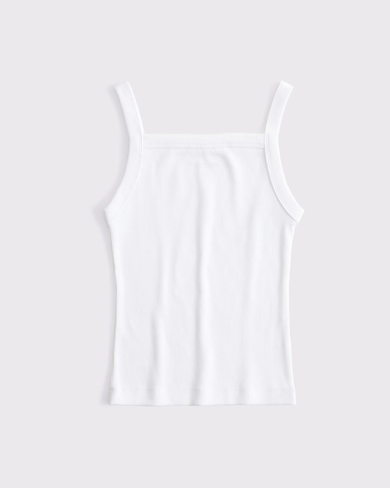 Straight Neck Rib Tank(white,XXS)