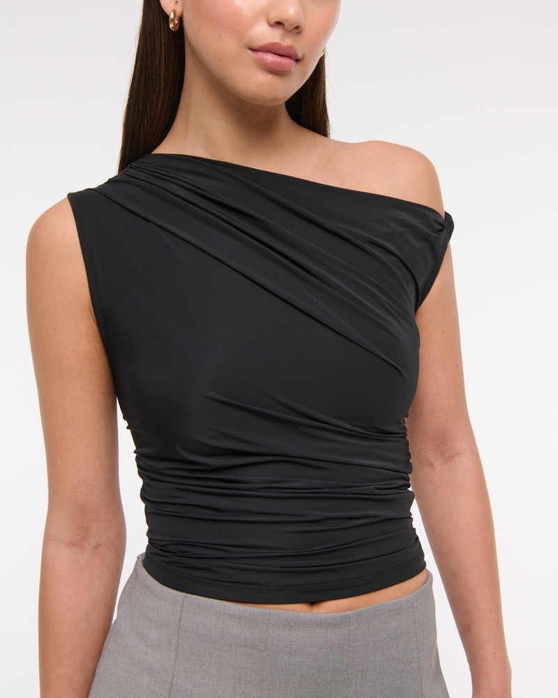 Draped Twist Top(black,XXS)