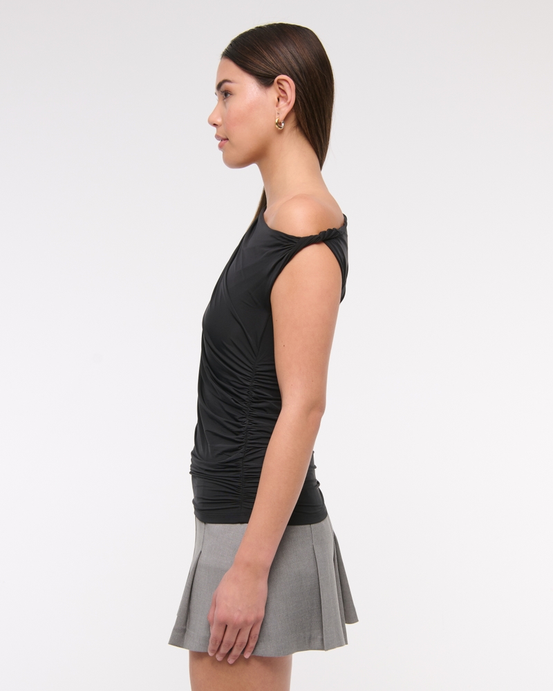 Draped Twist Top(black,XXS)