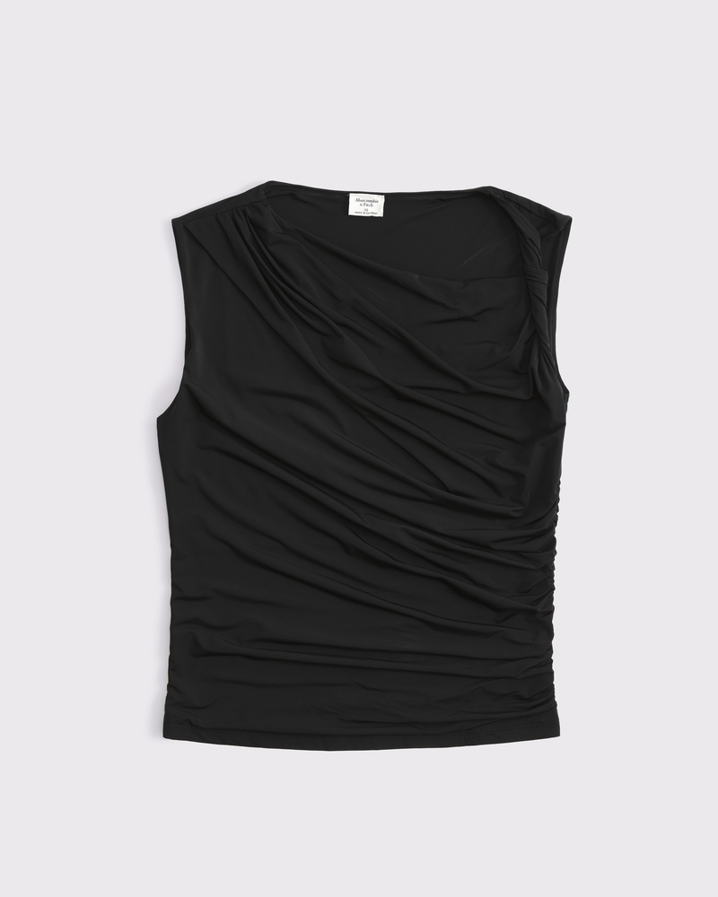 Draped Twist Top(black,XXS)