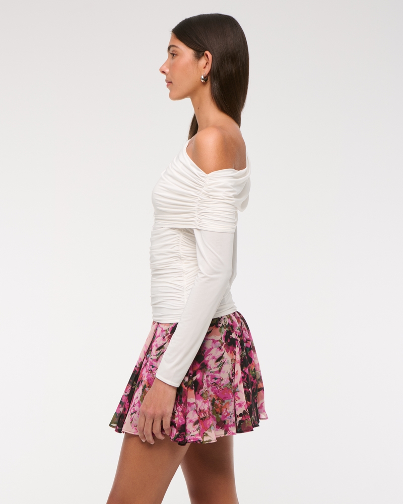Asymmetrical Foldover Top(cream,XXS)