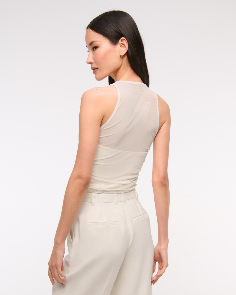 Mesh Cowl Neck Bodysuit(warm beige,XXS)