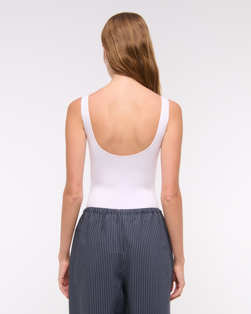 Sculpt Matte Seamless Slash Scoop-Back Bodysuit(white,XXS)