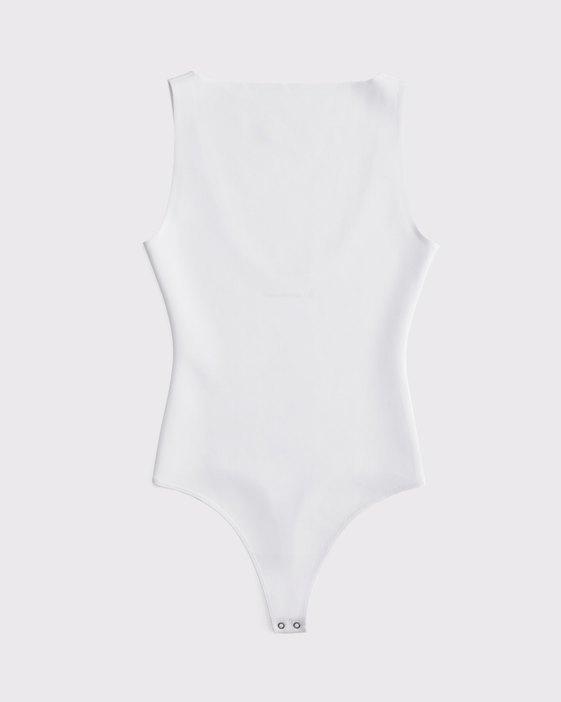 Sculpt Matte Seamless Slash Scoop-Back Bodysuit(white,XXS)