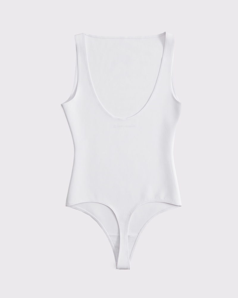Sculpt Matte Seamless Slash Scoop-Back Bodysuit(white,XXS)