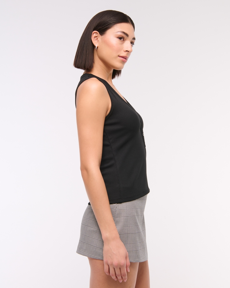 Asymmetrical Button-Through Top(black,XXS)