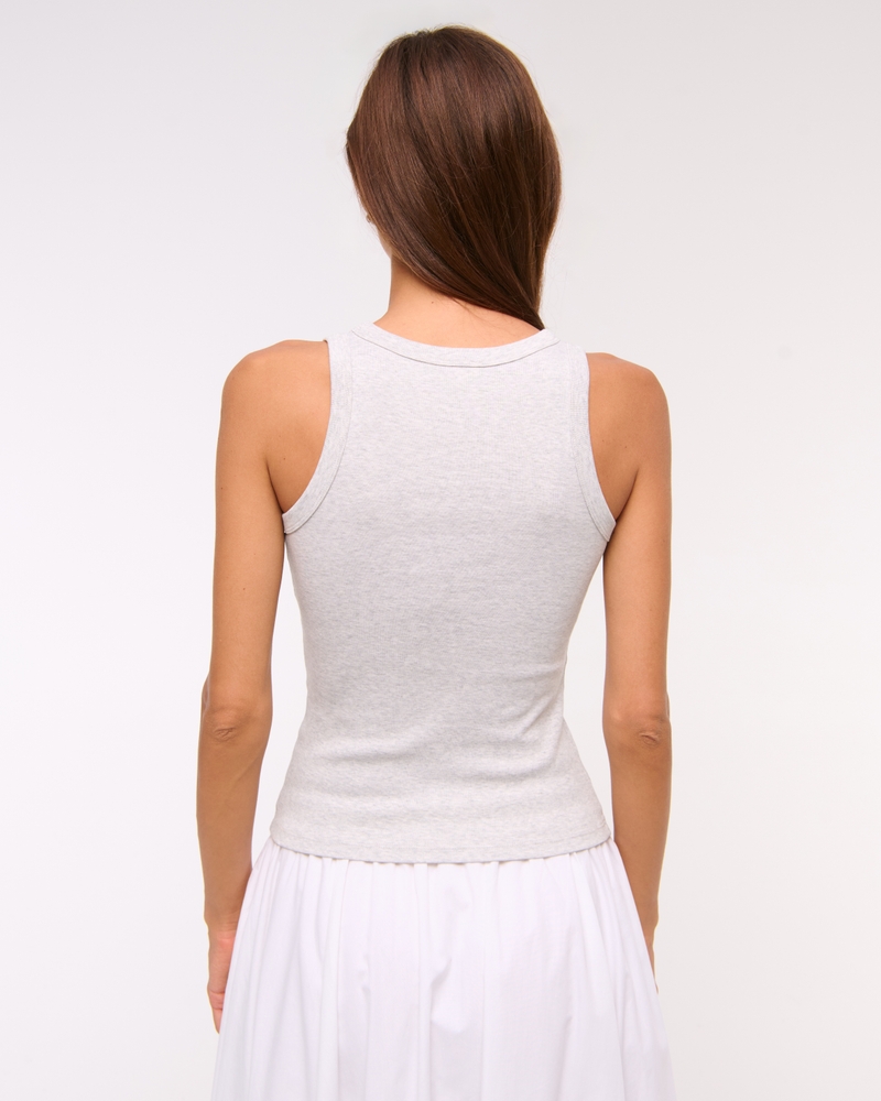 Vintage-Style Rib Tuckable Crew Tank(light gray,XXS)
