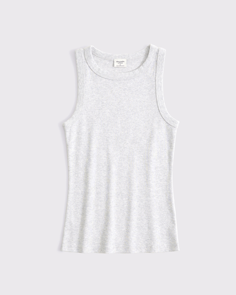Vintage-Style Rib Tuckable Crew Tank(light gray,XXS)