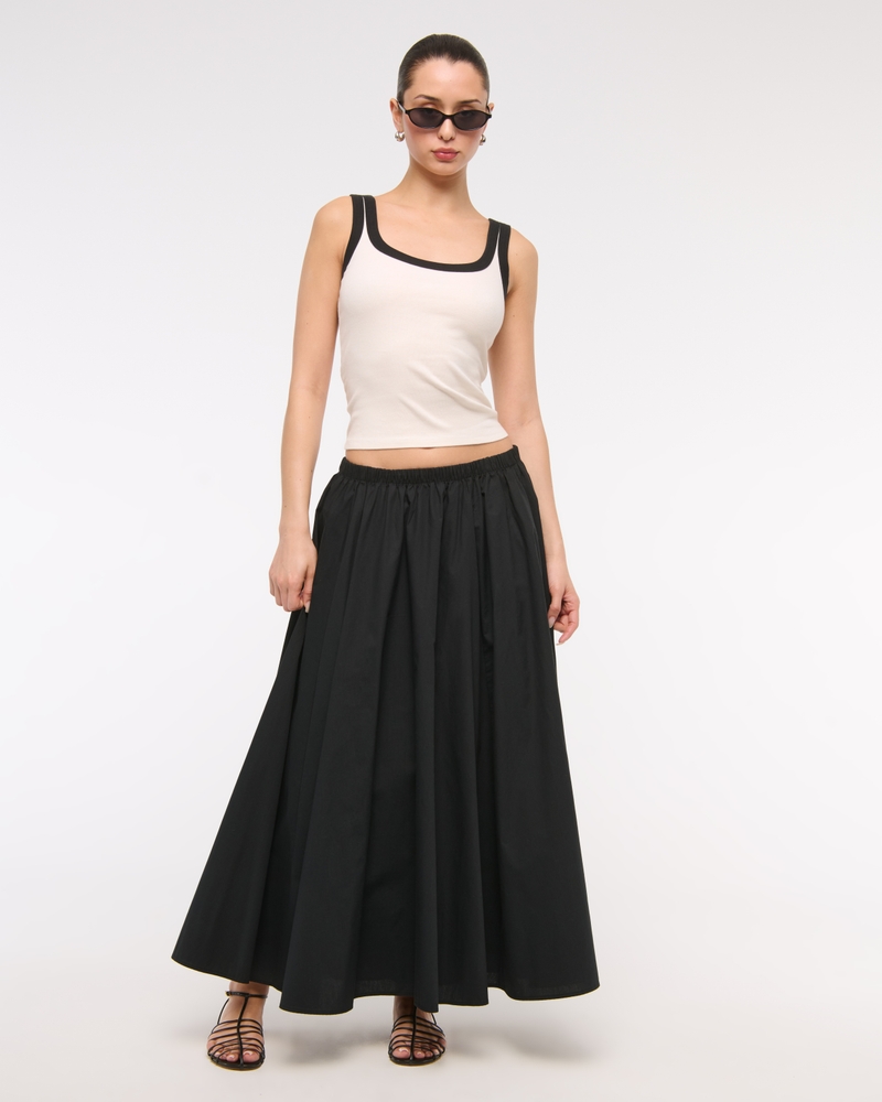 Vintage-Style Rib Tuckable Scoopneck Tank(white,XXS)