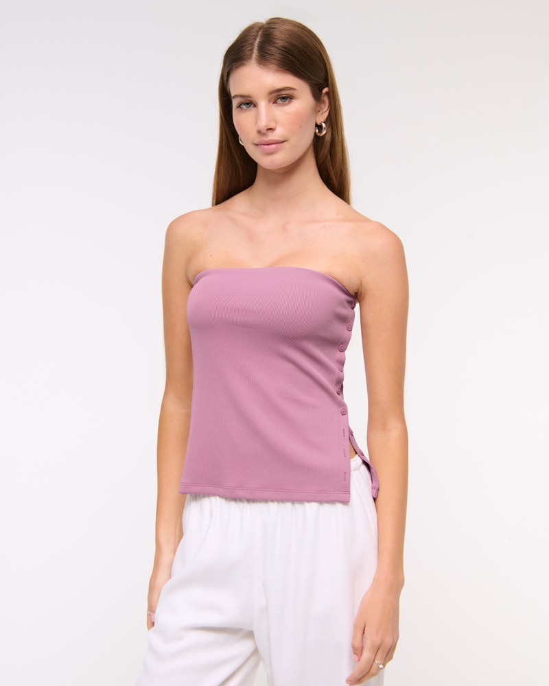 Side-Button Tube Top(muted purple,XXS)