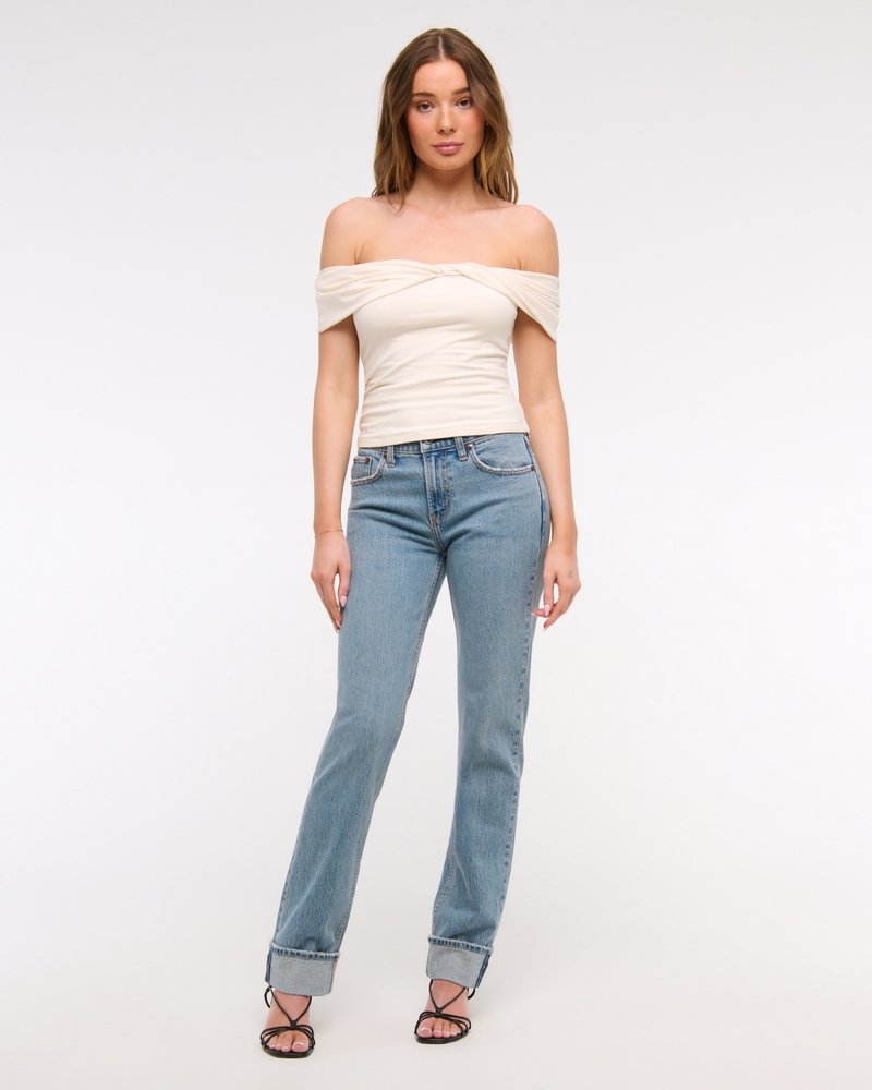 Off-The-Shoulder Twist Top(cream,XXS)