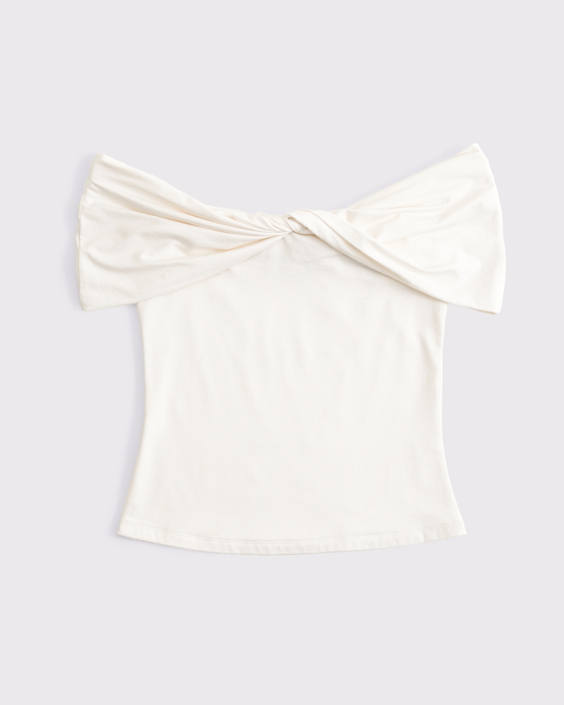 Off-The-Shoulder Twist Top(cream,XXS)