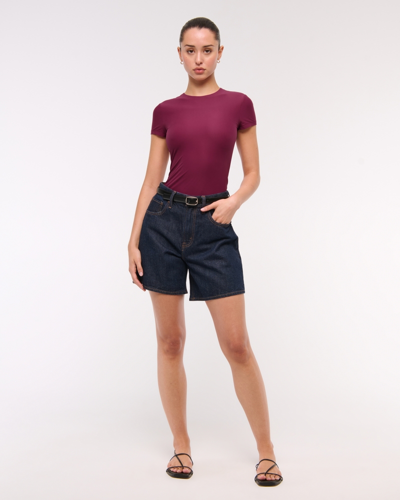 Soft Matte Seamless Tuckable Baby Tee(dark purple,XXS)
