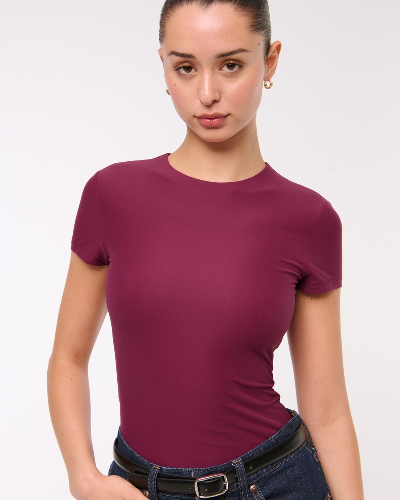 Soft Matte Seamless Tuckable Baby Tee(dark purple,XXS)