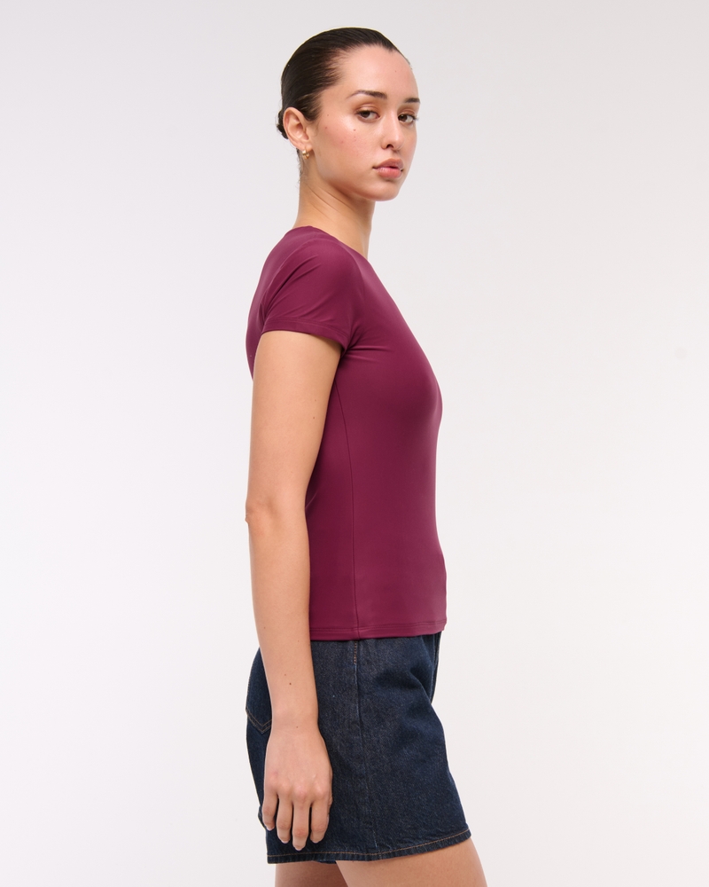 Soft Matte Seamless Tuckable Baby Tee(dark purple,XXS)