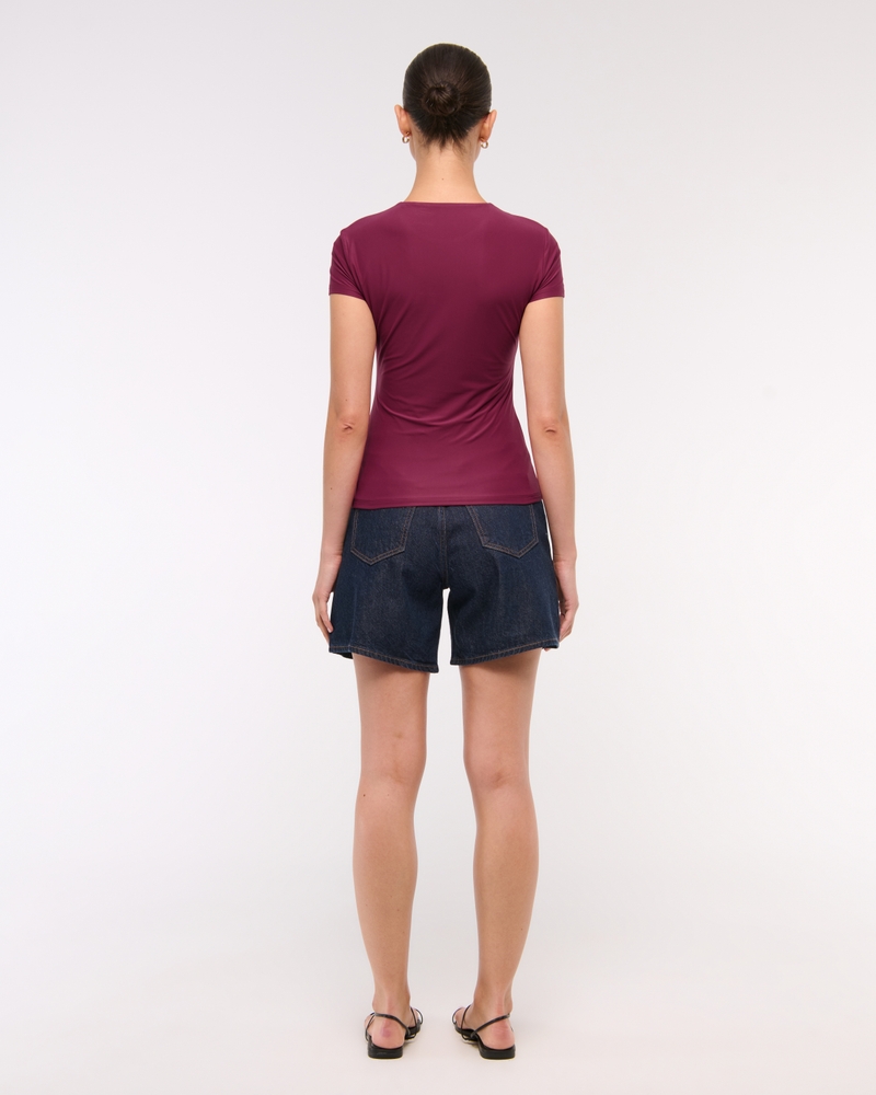 Soft Matte Seamless Tuckable Baby Tee(dark purple,XXS)