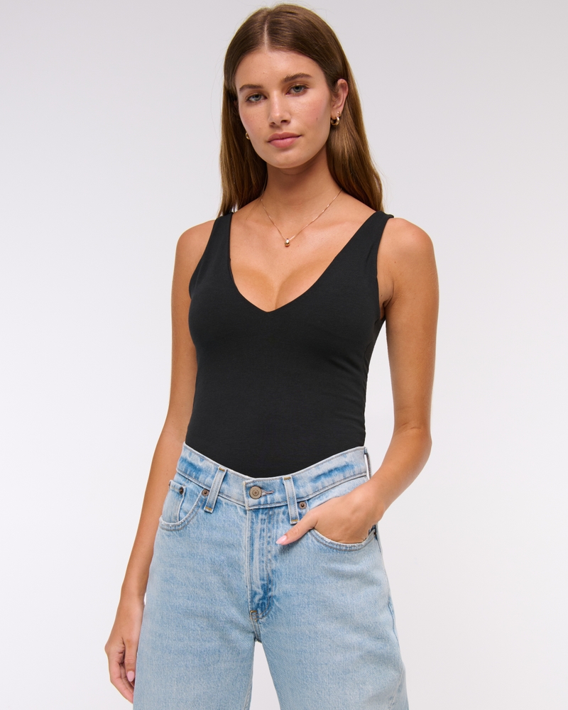 Bra-Free Plunge Bodysuit(black,XXS)