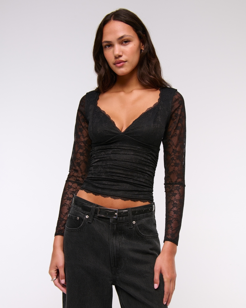 The A&F Zoe Bra-Free Sweetheart Top(black,XXS)