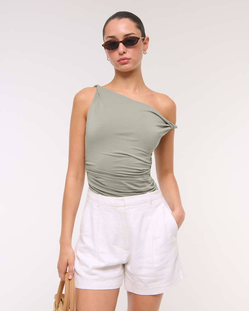Asymmetrical Twist Top(frosted olive,XXS)
