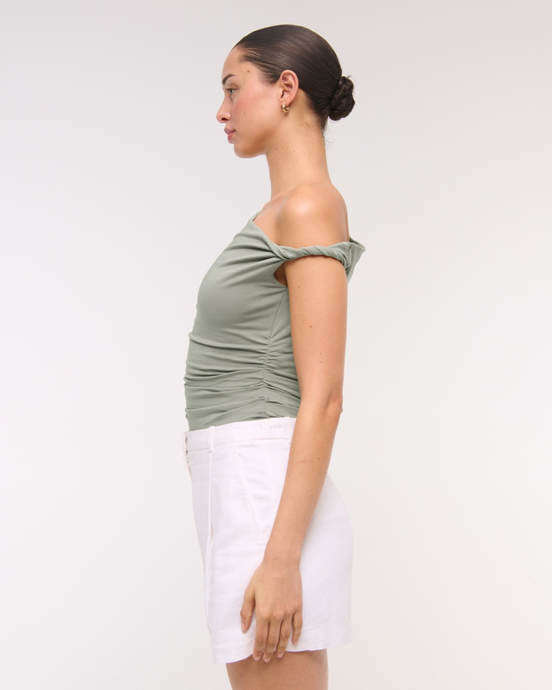 Asymmetrical Twist Top(frosted olive,XXS)