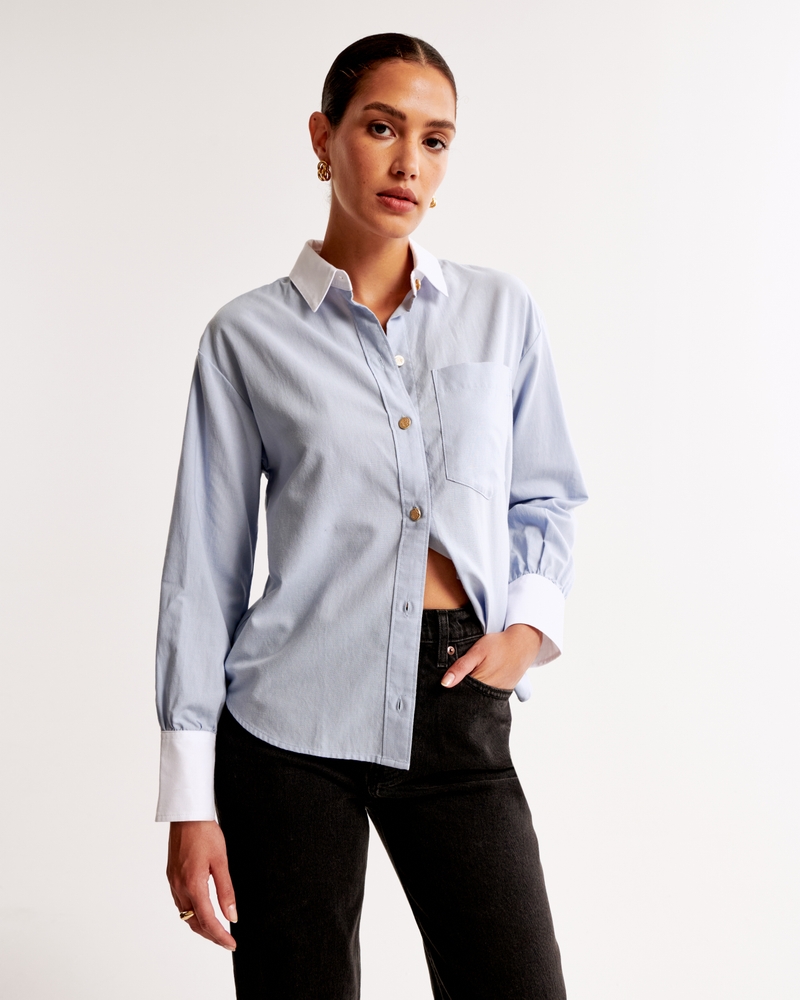 Gold Button Relaxed Oxford Shirt