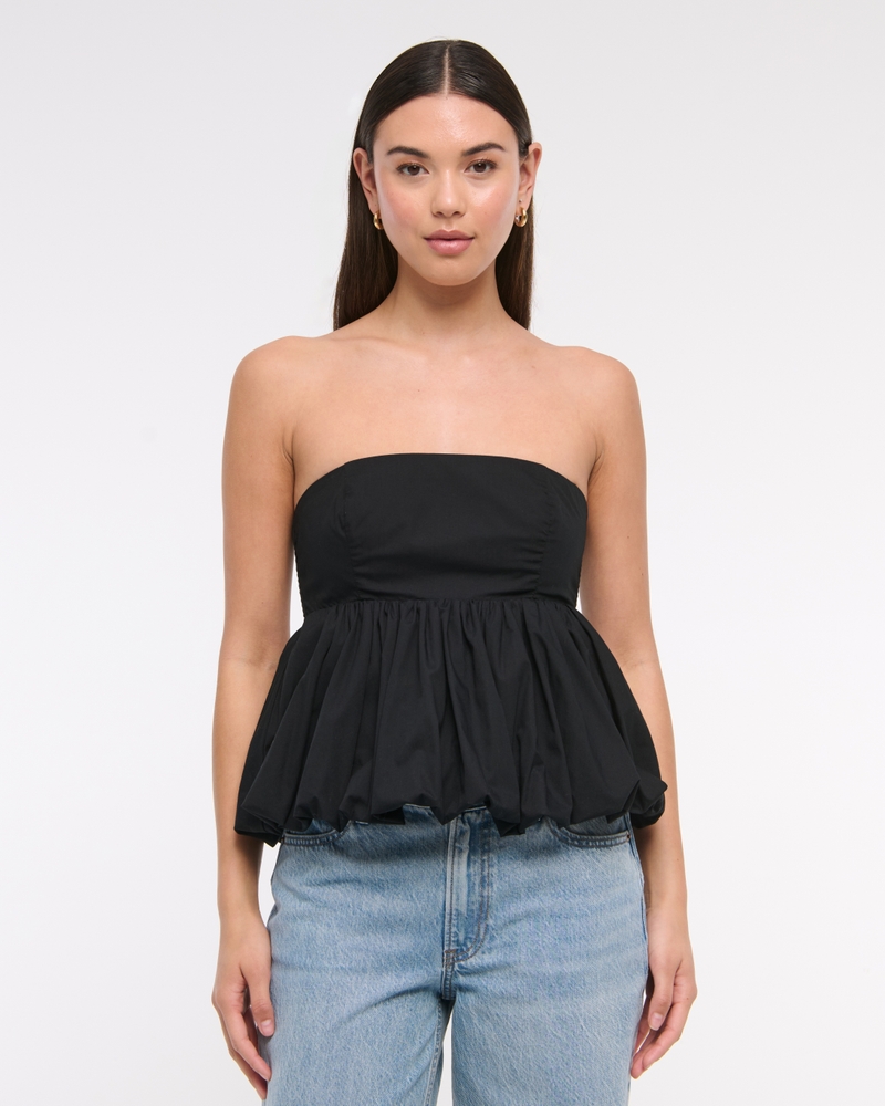 Strapless Bubble Hem Top