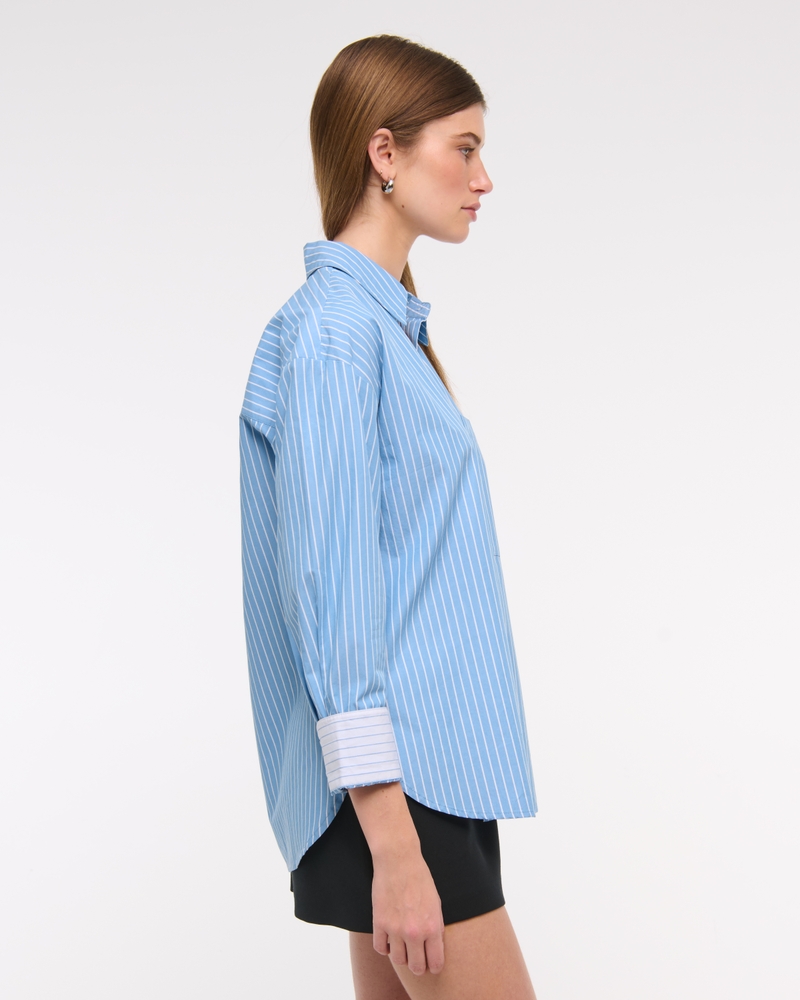 Oversized Poplin Shirt(blue stripe,XXS)