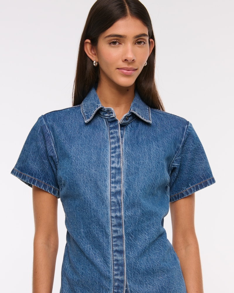 Short-Sleeve Denim Shirt(denim,XXS)