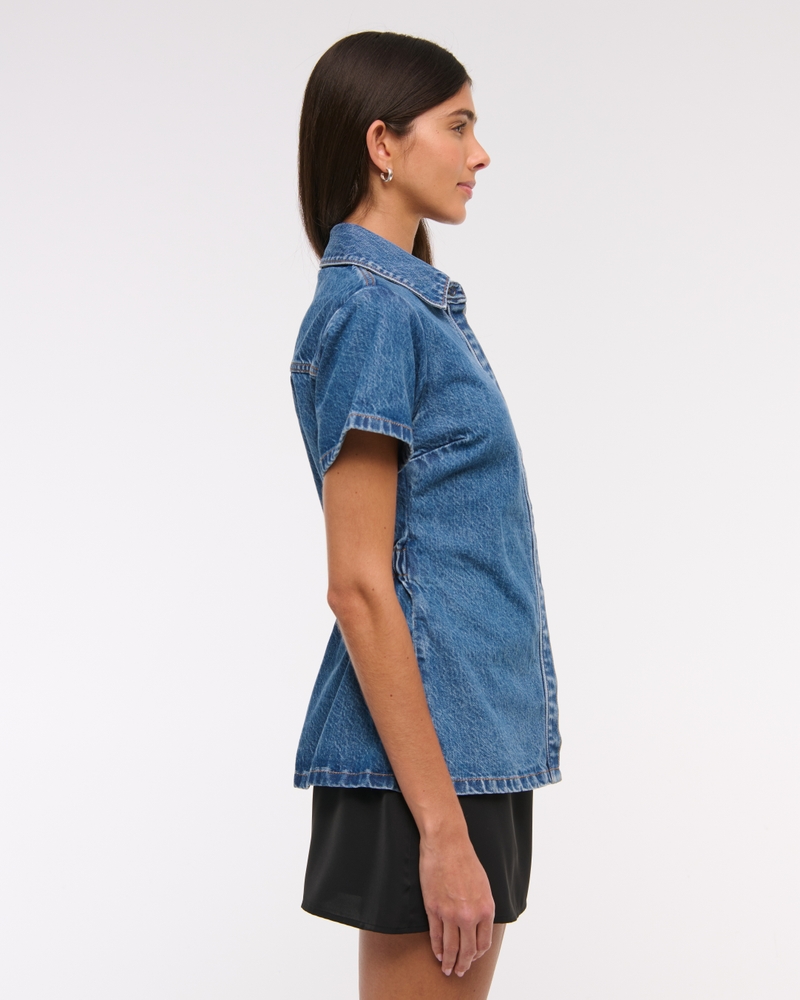 Short-Sleeve Denim Shirt(denim,XXS)