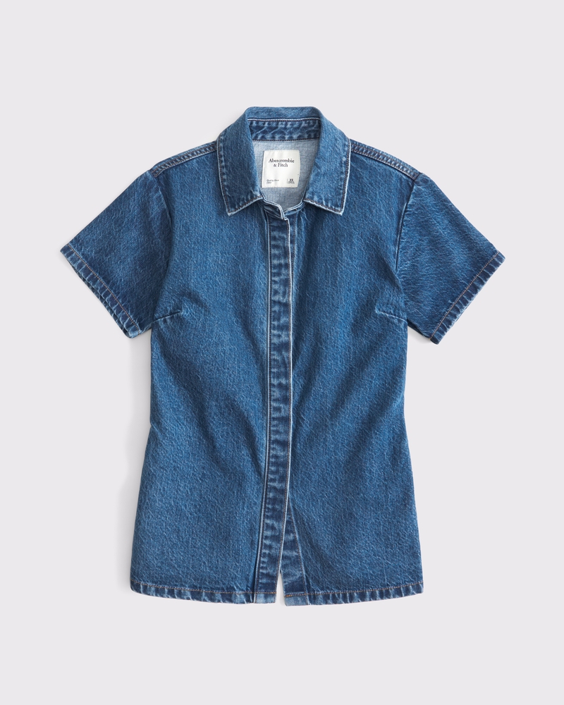 Short-Sleeve Denim Shirt(denim,XXS)