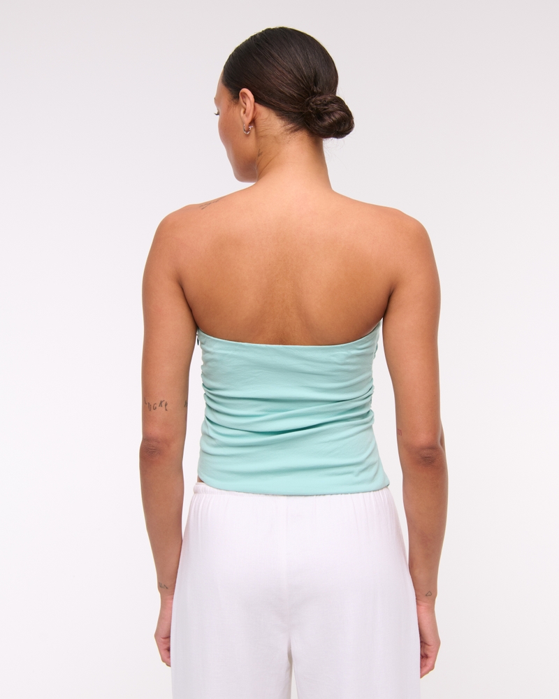Asymmetrical Strapless Top(blue,XXS)