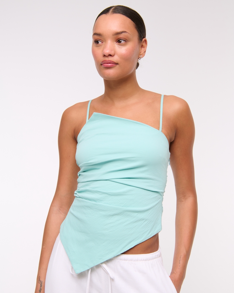 Asymmetrical Strapless Top(blue,XXS)