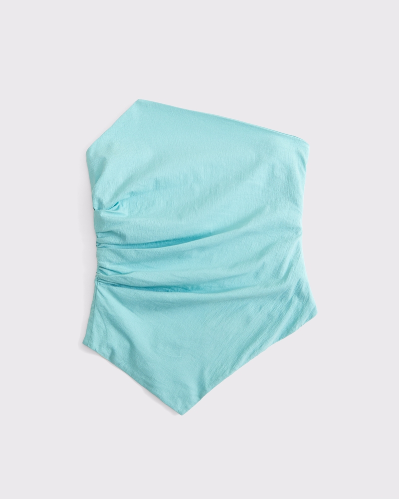 Asymmetrical Strapless Top(blue,XXS)
